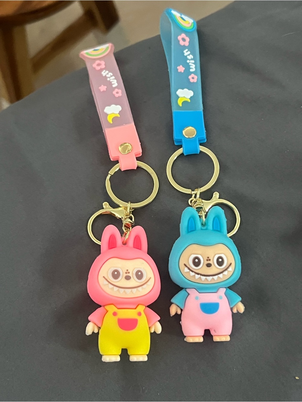 Labubu Cute Bunny Character Keychain - set of 2 - Pink & Blue